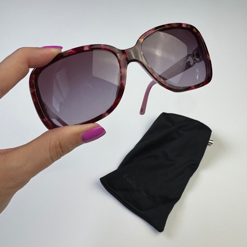 Dolce & Gabbana DG4074 Pink Tortoise Oversized Gradient Sunglasses Y2K DG Logo